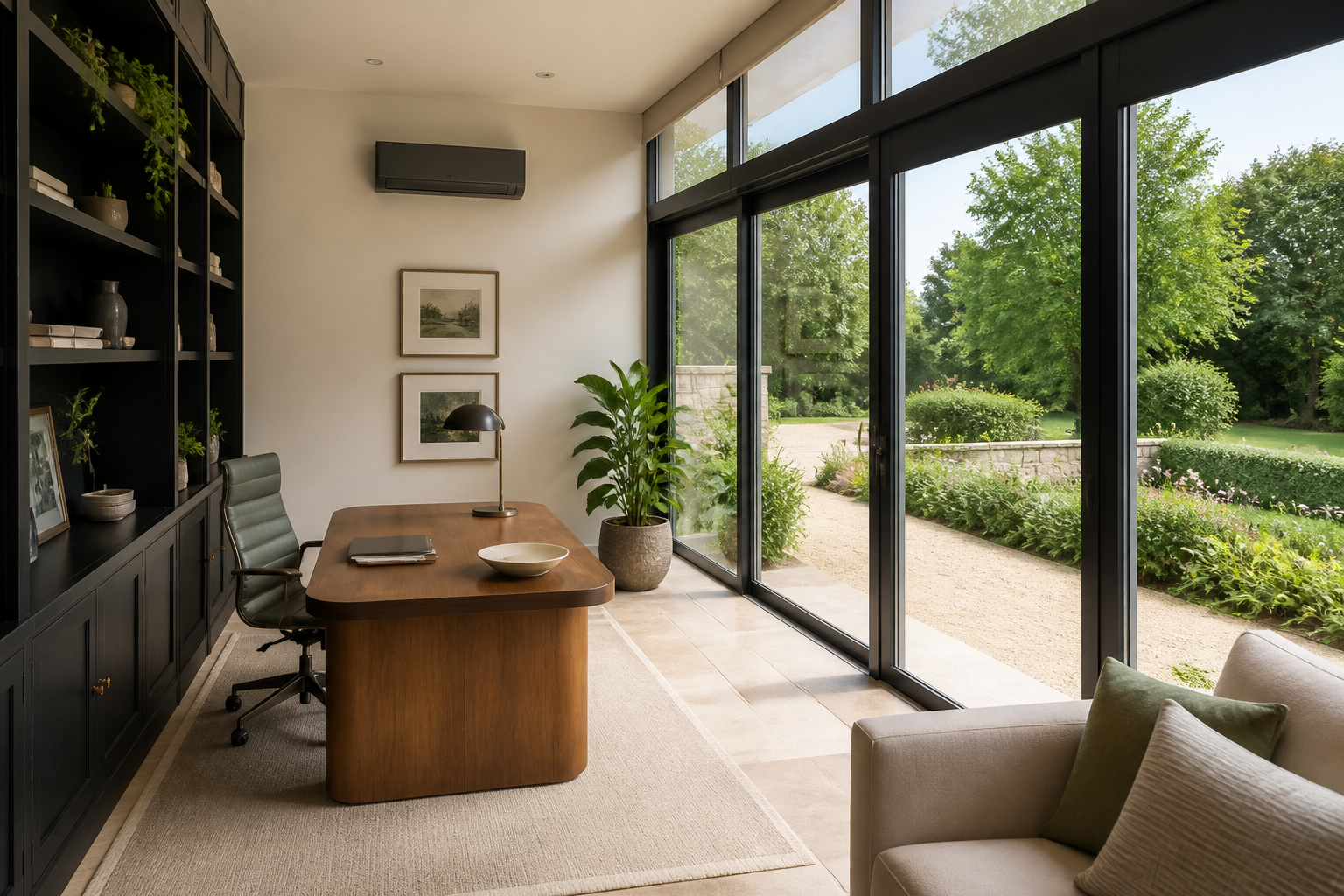 Garden office with discreet climate control