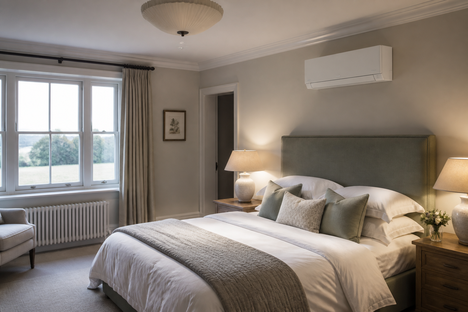 Restful bedroom with quiet air conditioning
